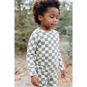 NWT Childhoods Clothing RIB KNIT LONG SLEEVE TEE CO - VETIVER CHECKERBOARD